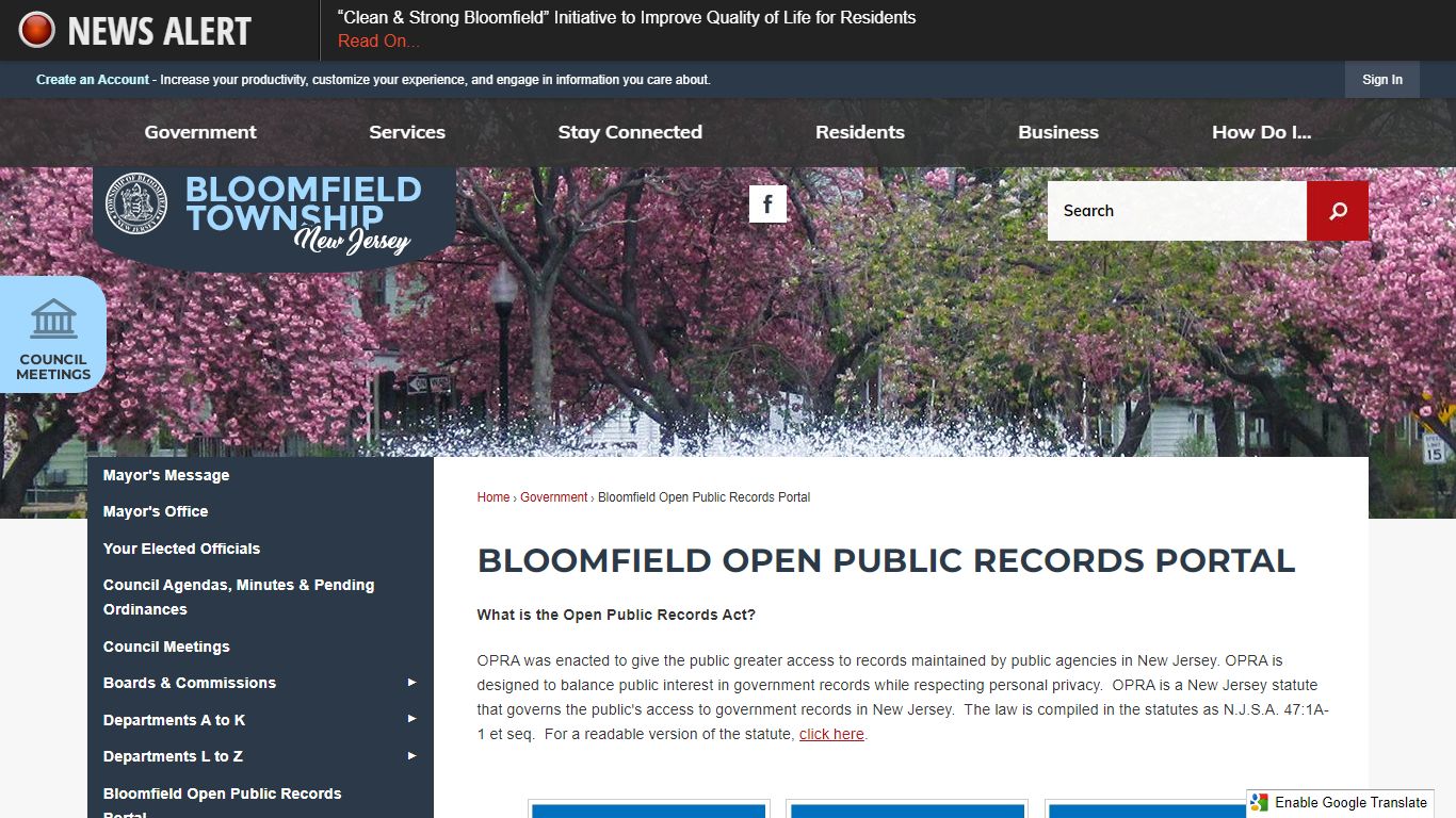 Bloomfield Open Public Records Portal | Bloomfield Township, NJ